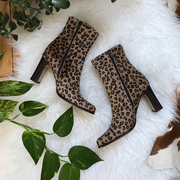 Charles David Leopard Calf Hair Heeled Booties - Picture 3 of 8